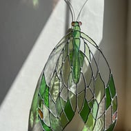 Stained Glass Lacewing - different to stained glass butterfly with vintage glass