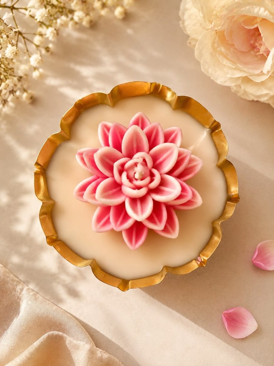 Lotus Urli 5.5 inch Scented soy Wax Candle Floral Decorative Diwali gifts.