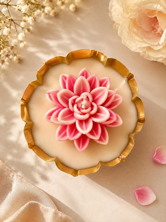 Lotus Urli 5.5 inch Scented soy Wax Candle Floral Decorative Diwali gifts.