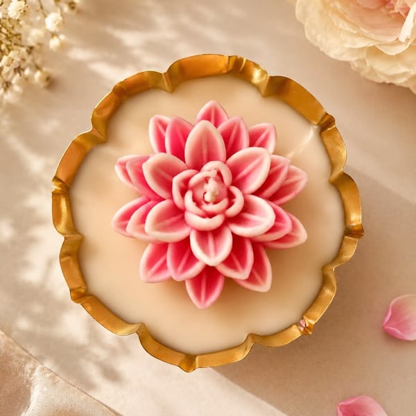 Lotus Urli 5.5 inch Scented soy Wax Candle Floral Decorative Diwali gifts.