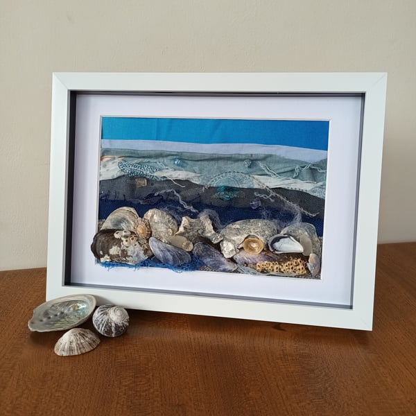 Seascape Ocean Blue Landscape Framed Artwork - A4 made with recycled materials