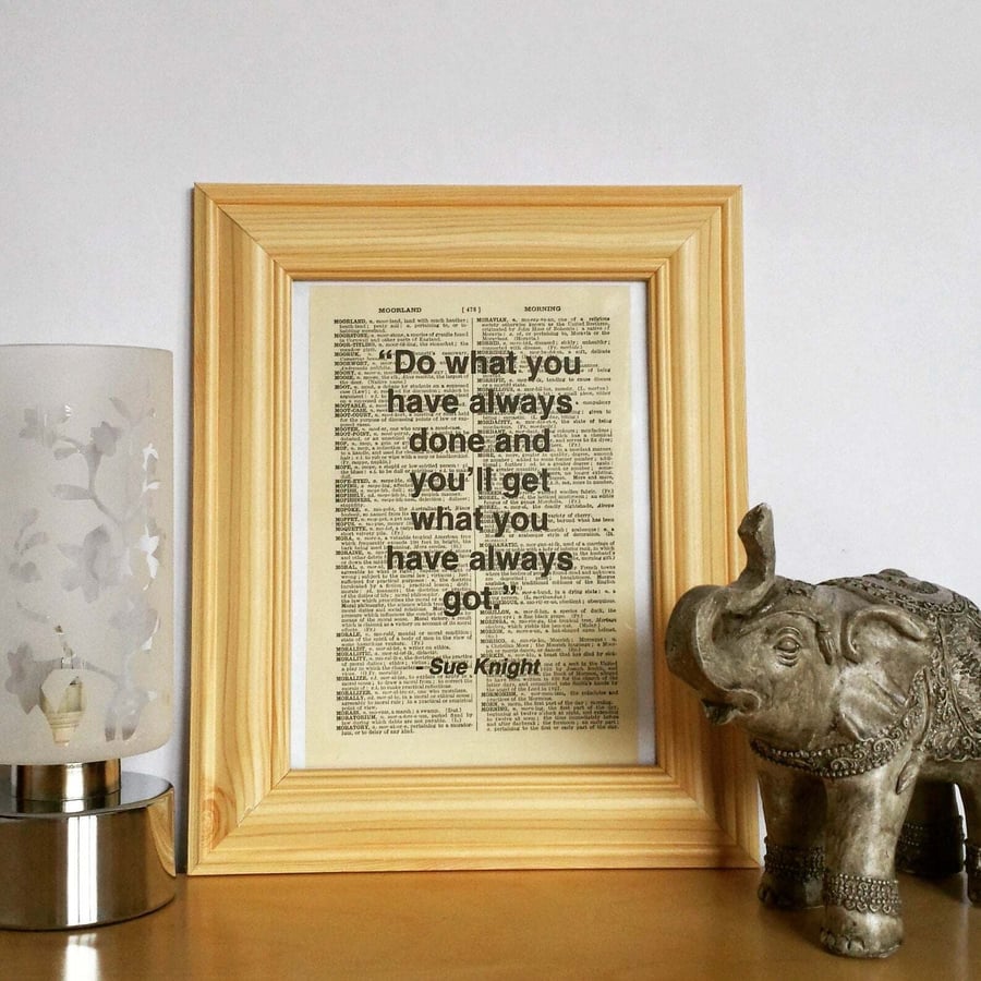 Unframed 1948 Dictionary Page Quote Print - Sue Knight - Print Only