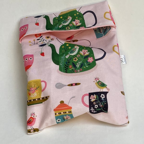 Large sandwich bag. Reusable and eco-friendly. Kitchen items fabric