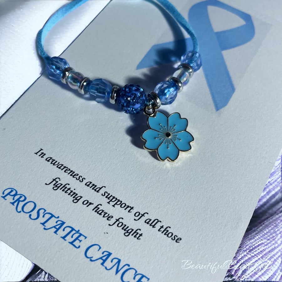 Prostate cancer awareness suede effect corded bracelet gift shamballa beaded 