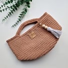 Crochet Handbag in Salmon Brown