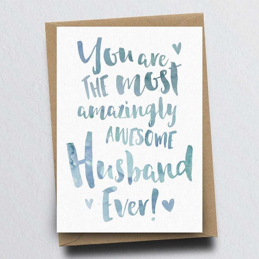 The Most Amazingly Awesome Husband Greeting Card - Wedding, Anniversary, Hubby