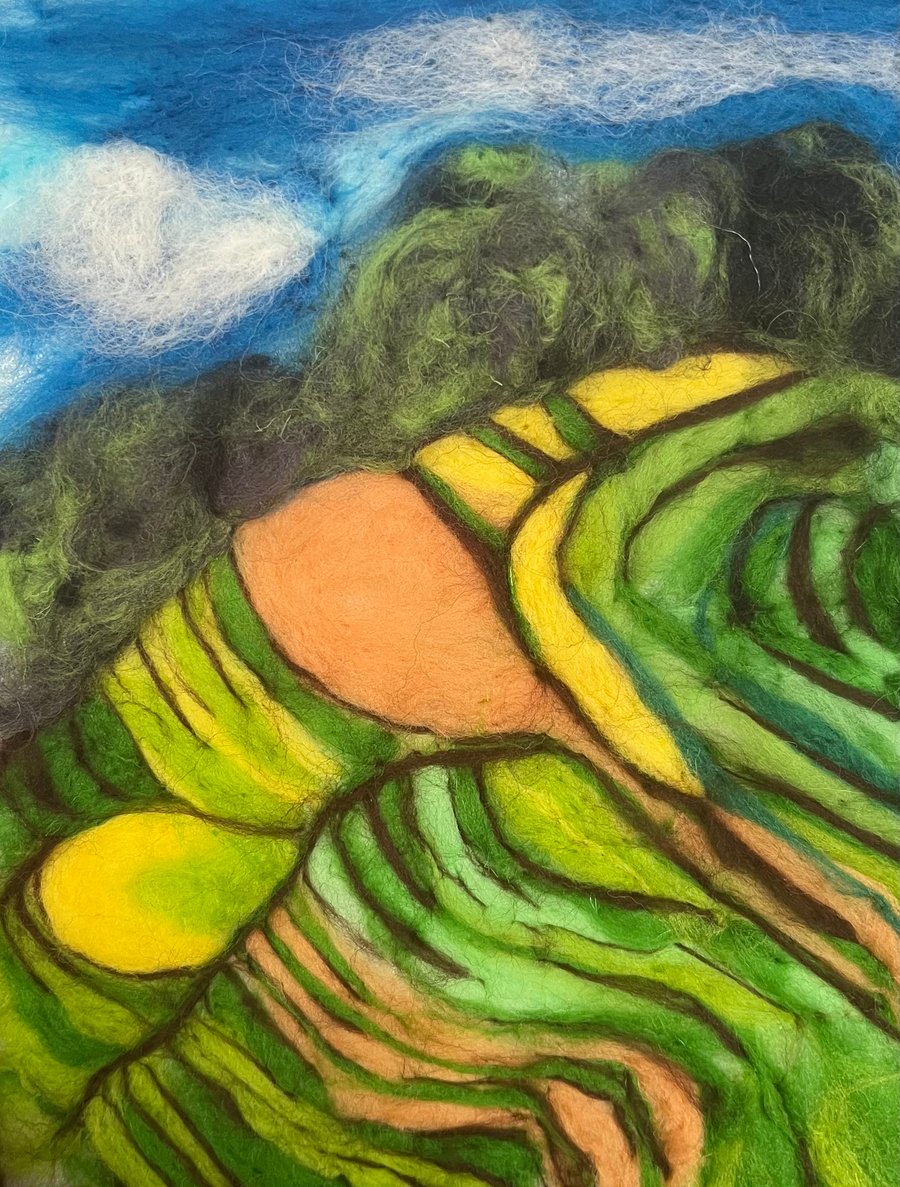 Chinese Rice Fields - needle felt landscape