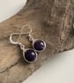 Amethyst Drop Earrings, Sterling Silver, February Birthstone - Image 1