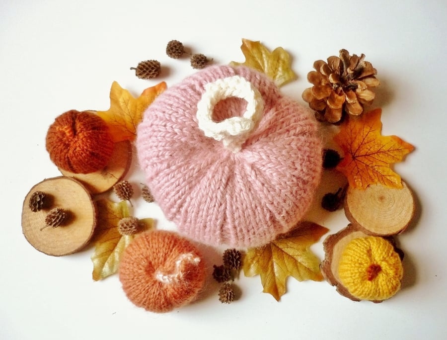 Autumn nursery decor - British wool pumpkin - Baby girl gift