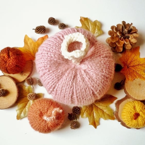 Autumn nursery decor - British wool pumpkin - Baby girl gift