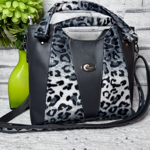 Charcoal Grey Faux leather large handbag