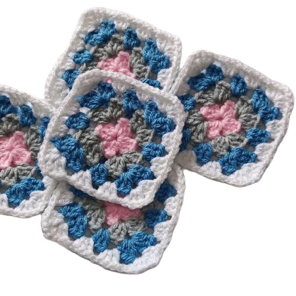 Autumn Ember Glow 3-Inch Crochet Granny Squares - Handmade Sets for Blankets