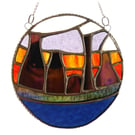 Potbank Skyline Stained Glass Picture Suncatcher Sunset Ring 004