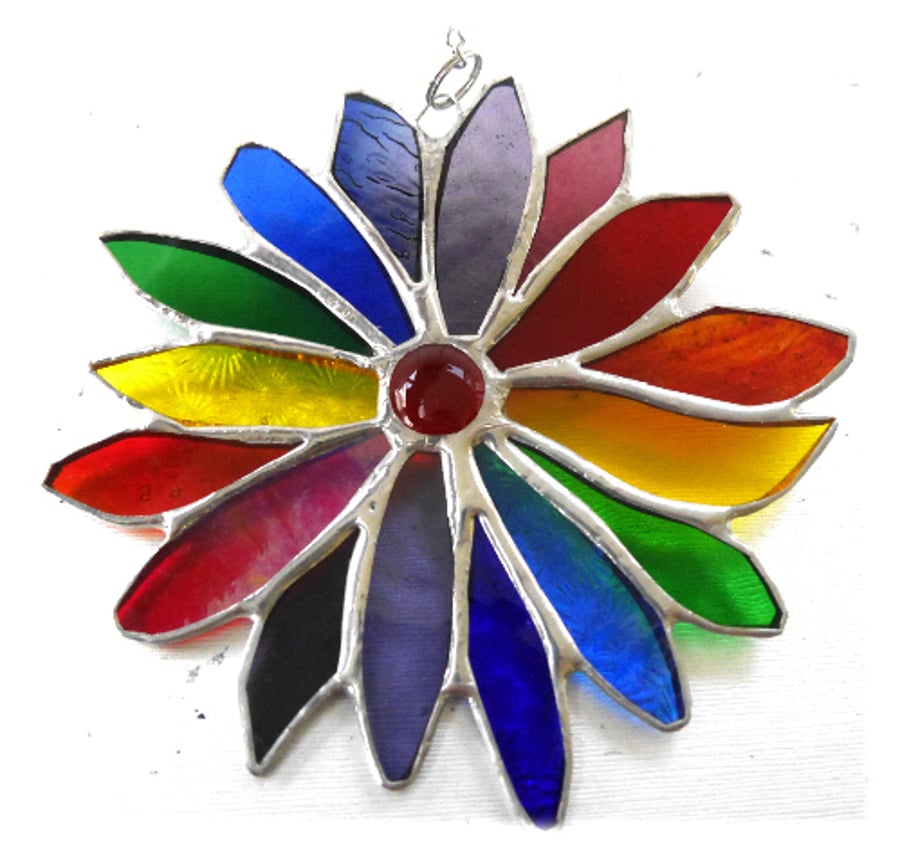 Rainbow Flower Stained Glass Suncatcher 071