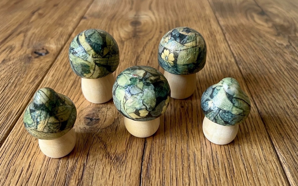 Set of 5 Minature Wooden Toadstools 