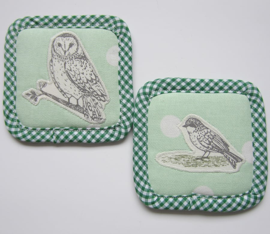 Seconds Sunday Pair of Appliqued Bird Coasters