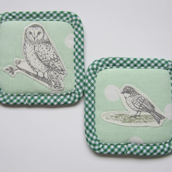 Seconds Sunday Pair of Appliqued Bird Coasters