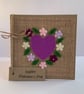 Handmade Valentines card. Heart and flowers, wool felt. Keepsake card. - Image 3