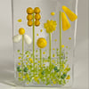 Fused glass flower meadow tea-light shade