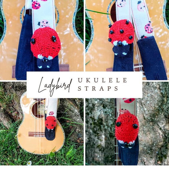 Ladybird ukulele strap, ladybug uke strap