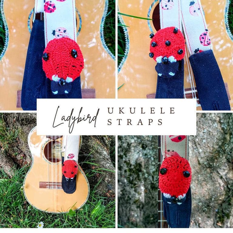 Ladybird ukulele strap, ladybug uke strap