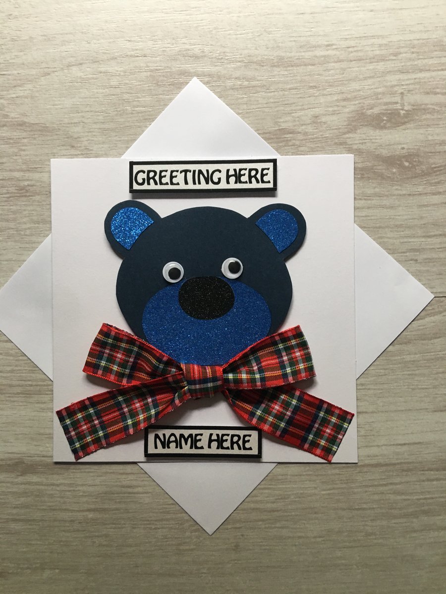 Teddy Bear with Tartan Bow Greeting Card