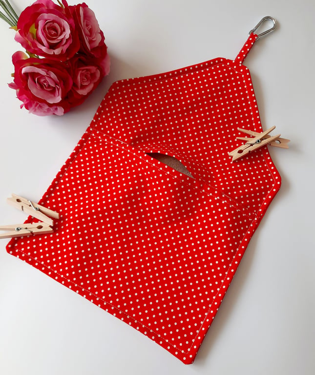 Red and white polkadot clip on peg bag free UK delivery 