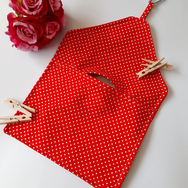 Red and white polkadot clip on peg bag free UK delivery 