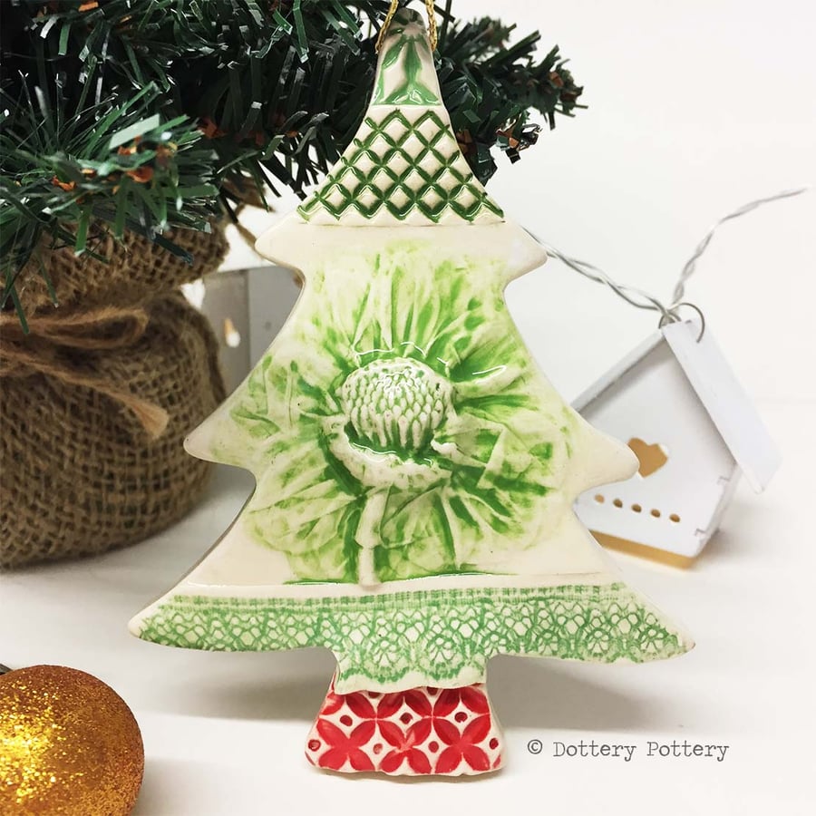  Ceramic Christmas Tree decoration Patchwork tree Pottery Christmas tree