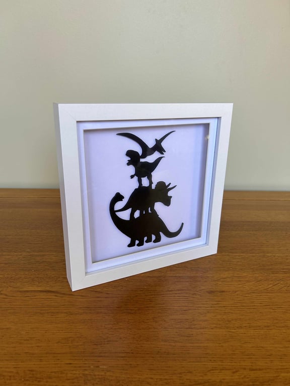 Dinosaurs - Wood Silhouette Framed Art Toy Films Home