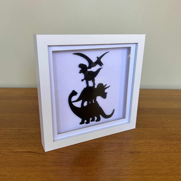 Dinosaurs - Wood Silhouette Framed Art Toy Films Home