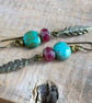 Rustic Feather Charm Earrings with Green & Pink Beads. Czech Glass Jewellery - Image 3