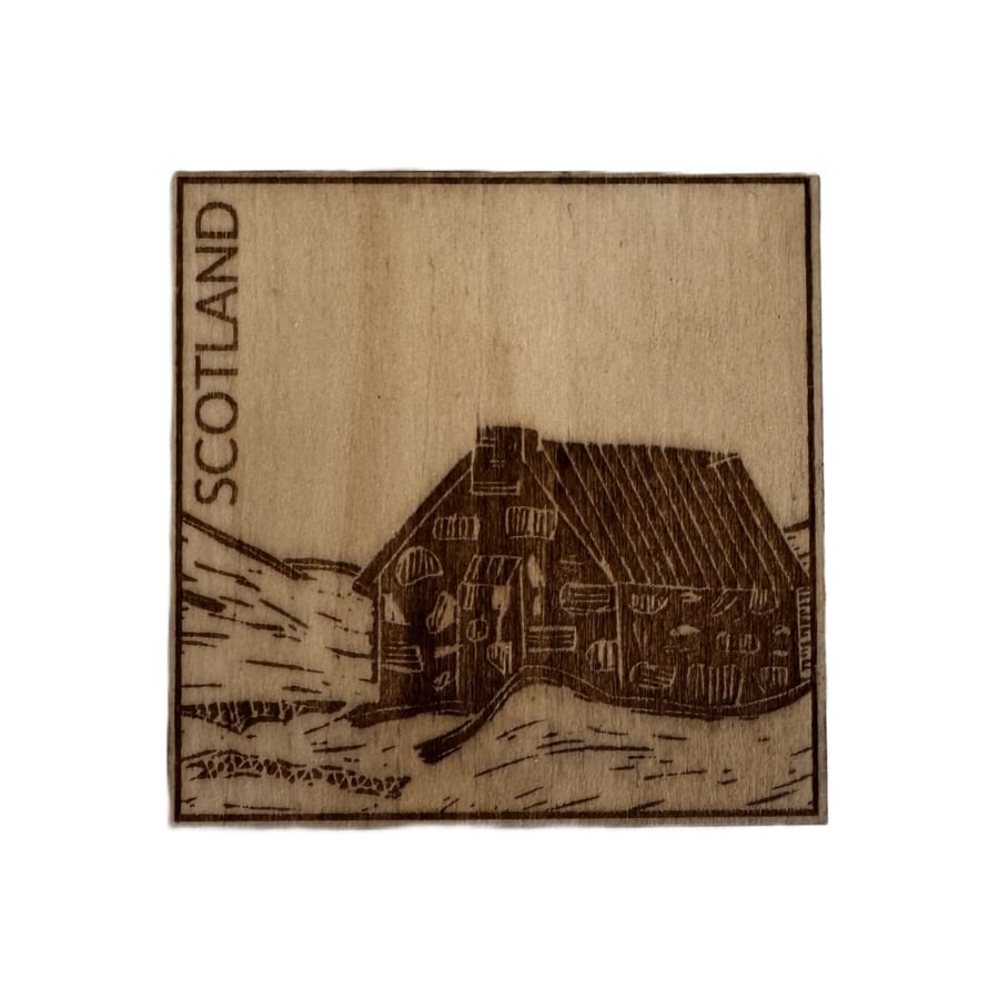 Wooden Scottish Bothy Magnet