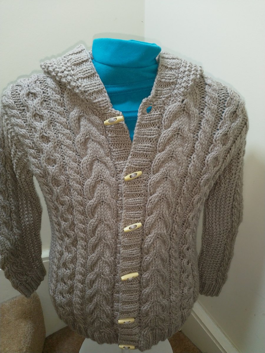 Hooded Aran cardigan