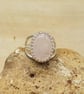 Rose Quartz adjustable ring. 925 sterling silver crown edge. January Birthstone. - Image 1