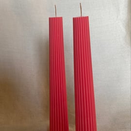 Ribbed Taper 100% Organic Soy Wax Candles (pair)