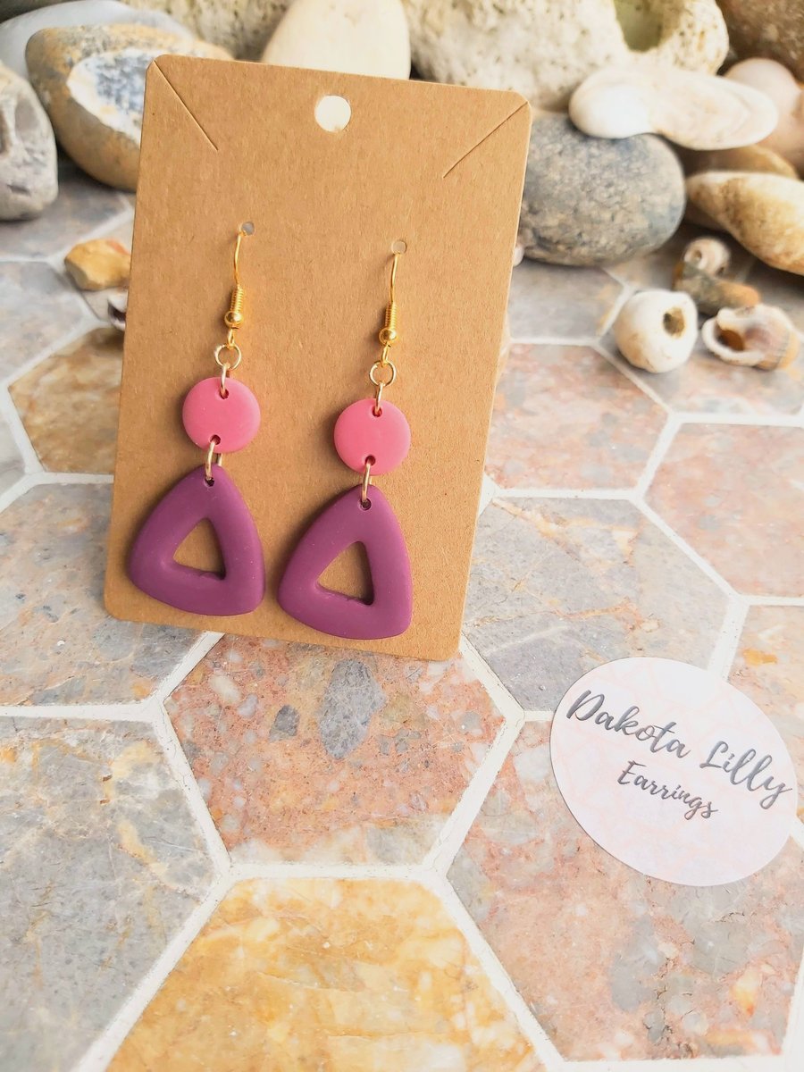 Pink and purple polymer clay earrings