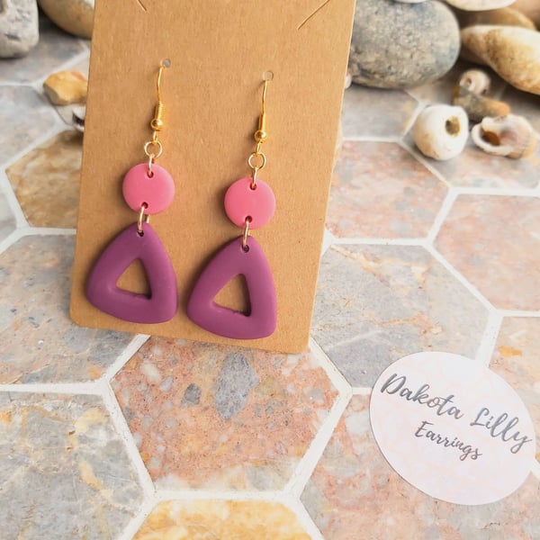 Pink and purple polymer clay earrings
