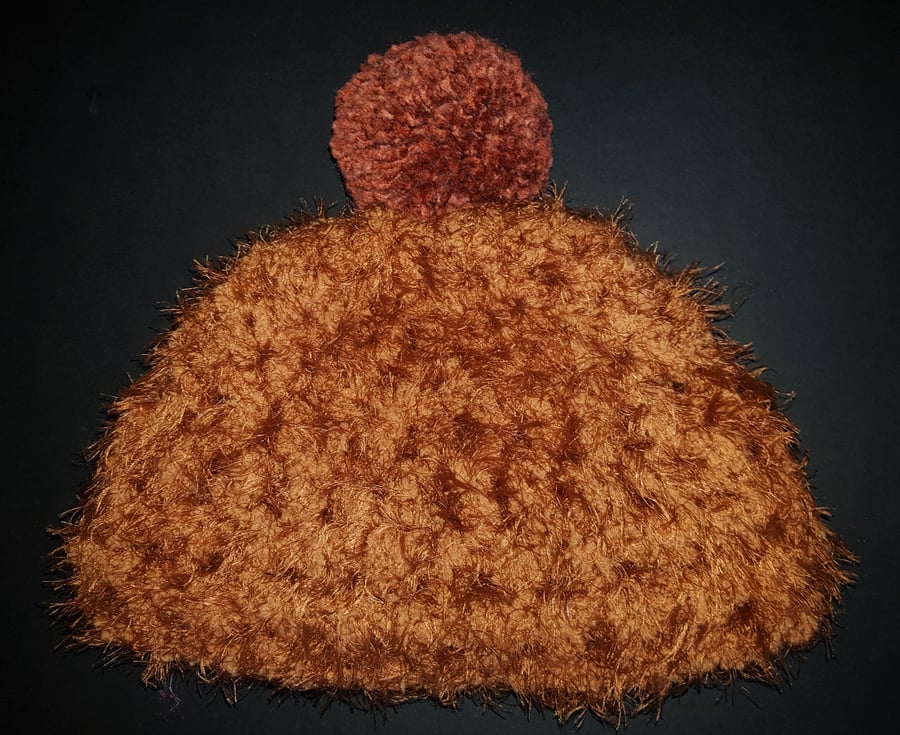 Caramel Chunky Crochet Bobble Hat