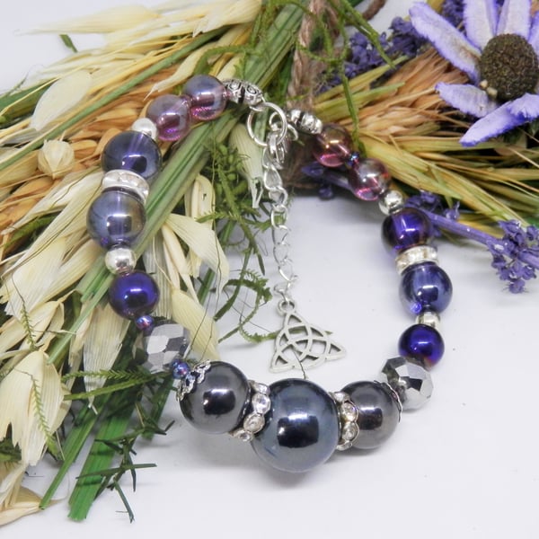 Sparkly Electroplated Memory Wire Beaded Bracelet