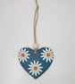 Floral Clay turquoise heart, pretty hanging decoration gift for the home - Image 4