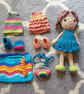 Crochet Doll with clothes and shoes for dressing up
