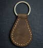 Rustic Brown Full Grain Leather Teardrop Key Fob Saddle Stitched UK
