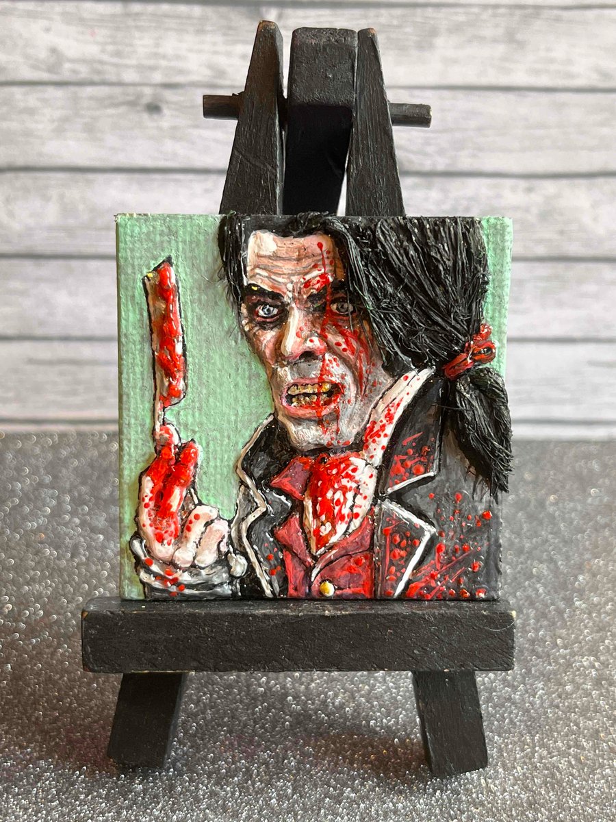 Hand painted mini magnetic canvas Sweeney Todd The Demon Barber of Fleet Street