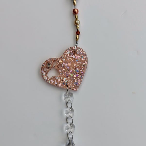 Sparkly Resin Sun Catcher Decoration - Heart with Paw