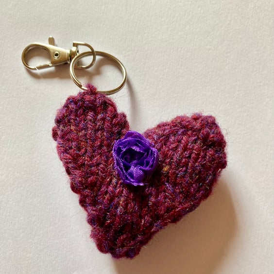 Hand knitted 100% wool bramble key ring