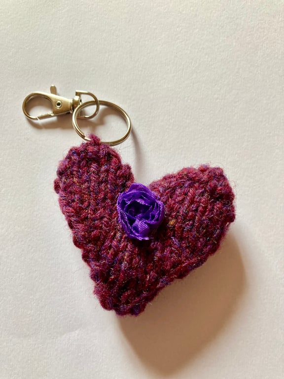 Hand knitted 100% wool bramble key ring