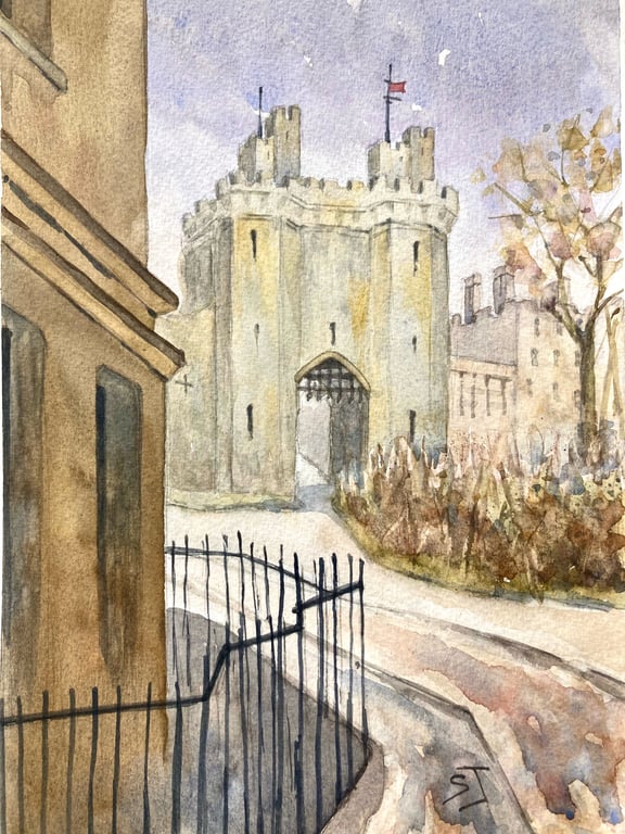 Lancaster Castle Lancashire England original fine art watercolour painting 