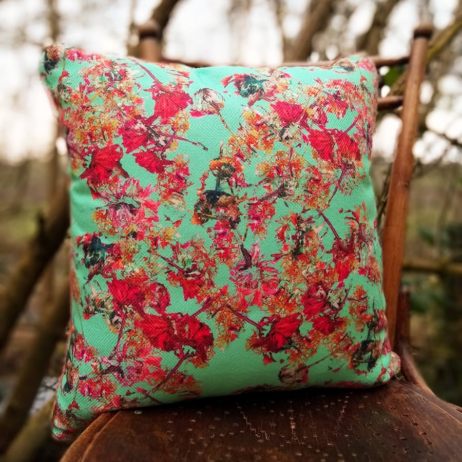 Green floral cushion 