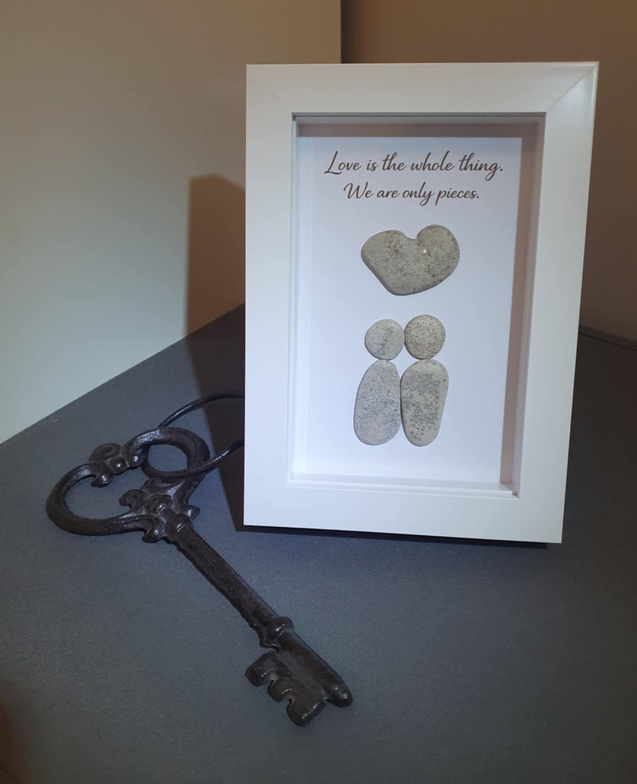Pebble Art Love Frame “Love Is the Whole Thing”, 10 by 15 cm